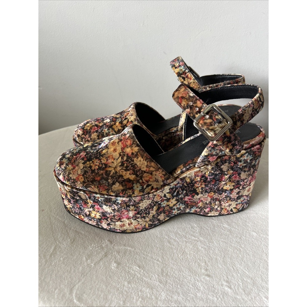 JEFFREY CAMPBELL Bohemian Platform Wedge Sandal in Velour Floral Size 9 Romantic - Picture 3 of 7